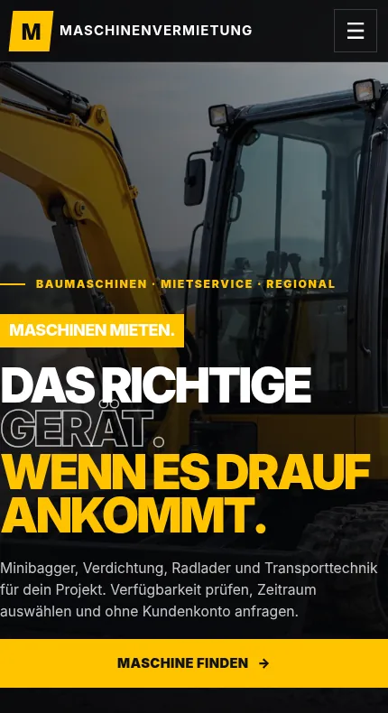 Mobile Ansicht der Maschinenvermietung